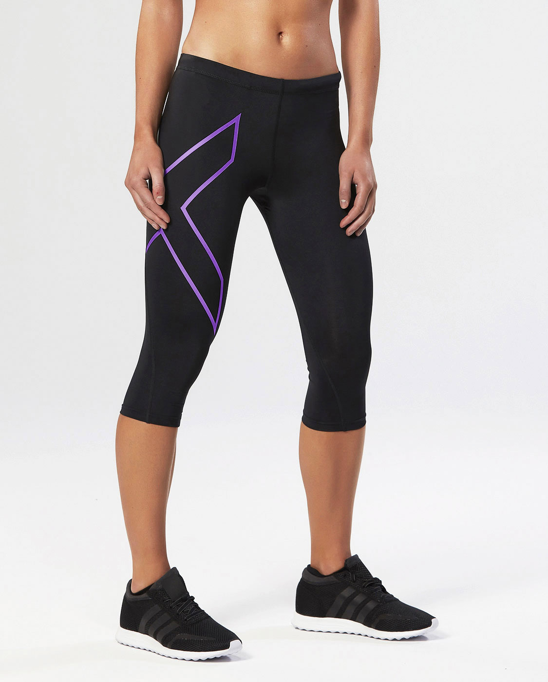 2XU 3/4 Compression Tights Womens - Black/Purple logo - Tights.no