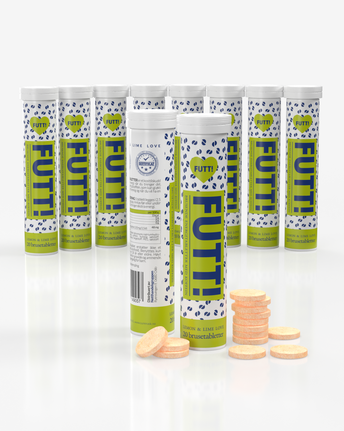 FUTT Brusetabletter m/ Koffein - Lemon Lime Love - TIPAKNING!