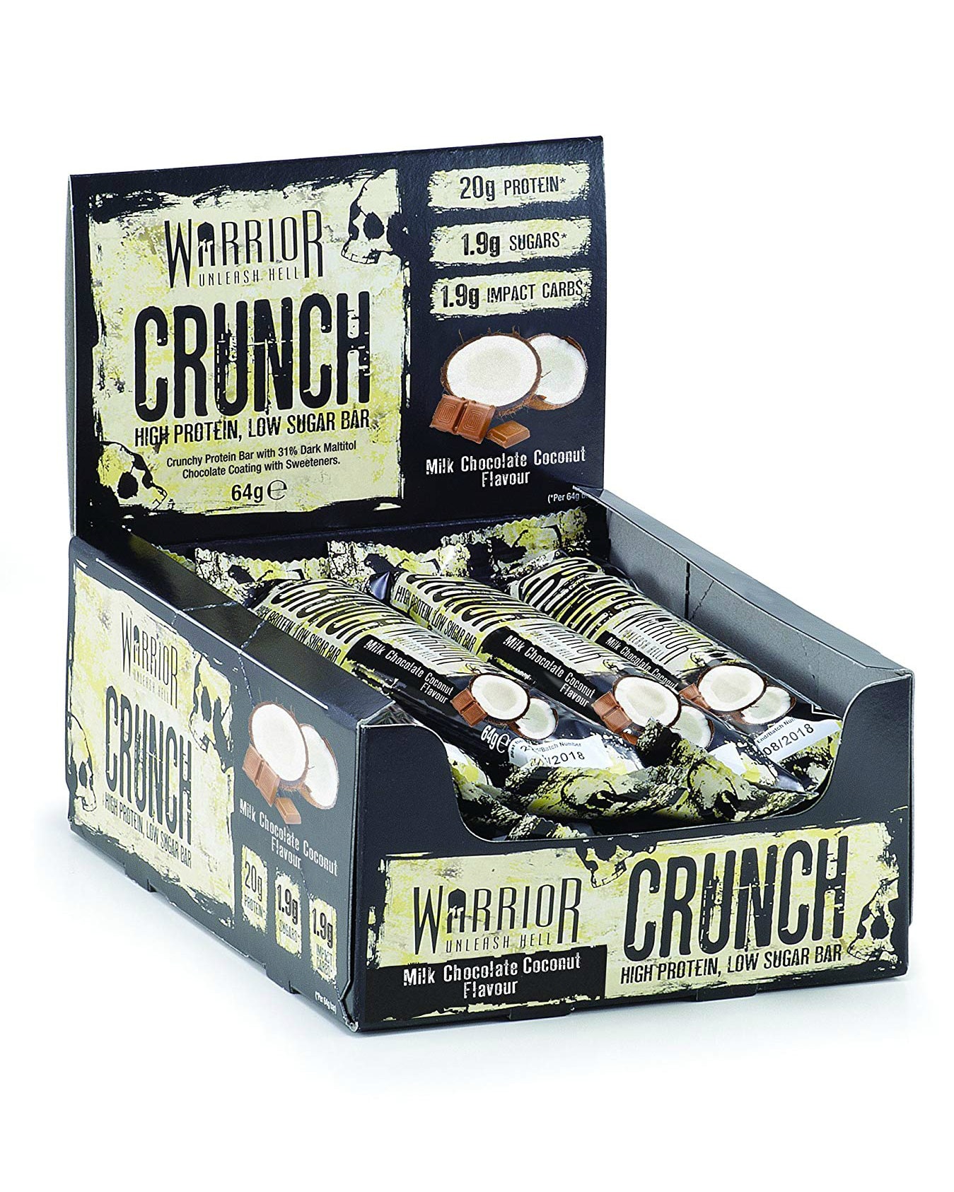 Warrior Crunch Bar Milk Chocolate Coconut 12x64g