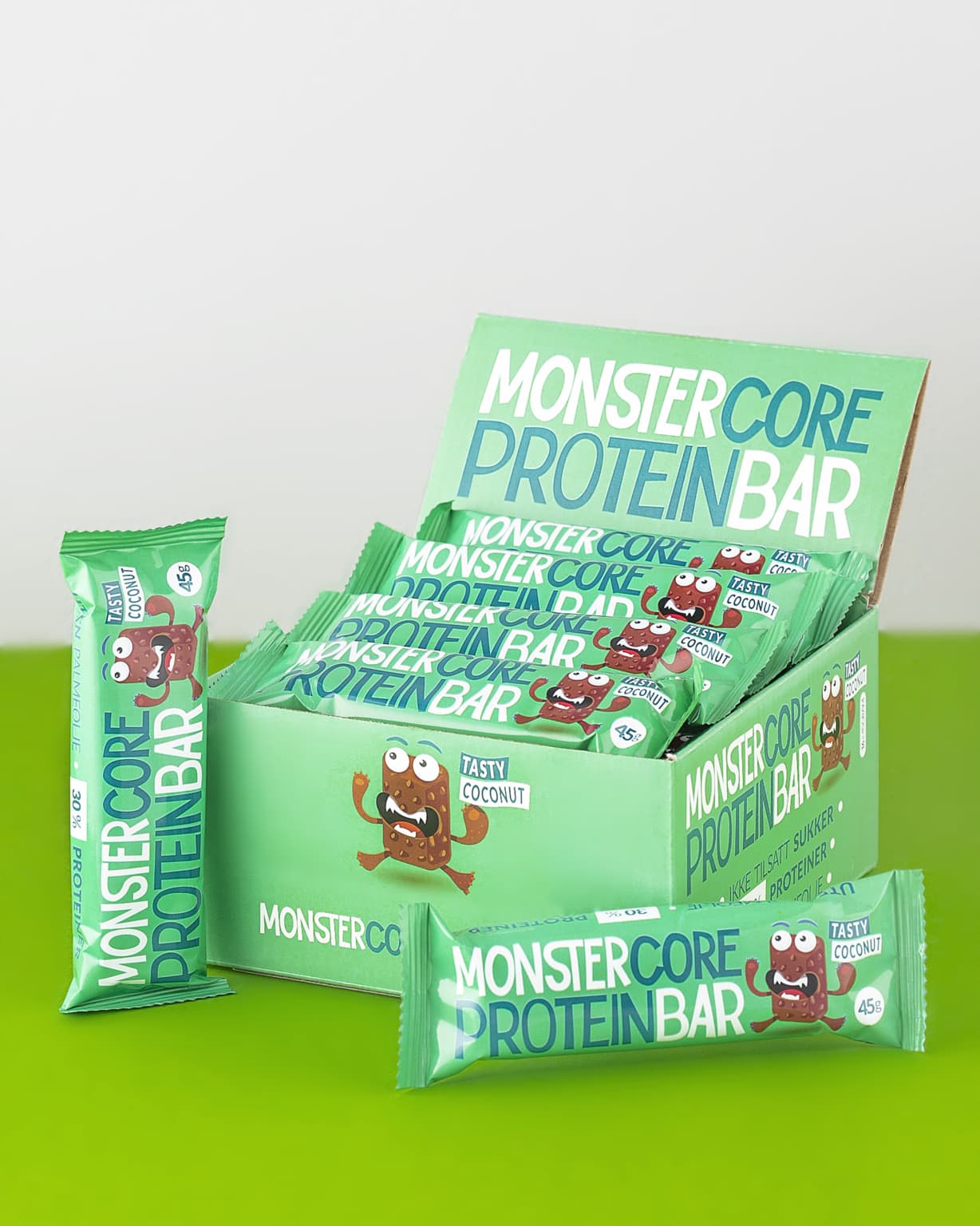 Monster Core Protein Bar - Tasty Coconut 16x45g - Tights.no