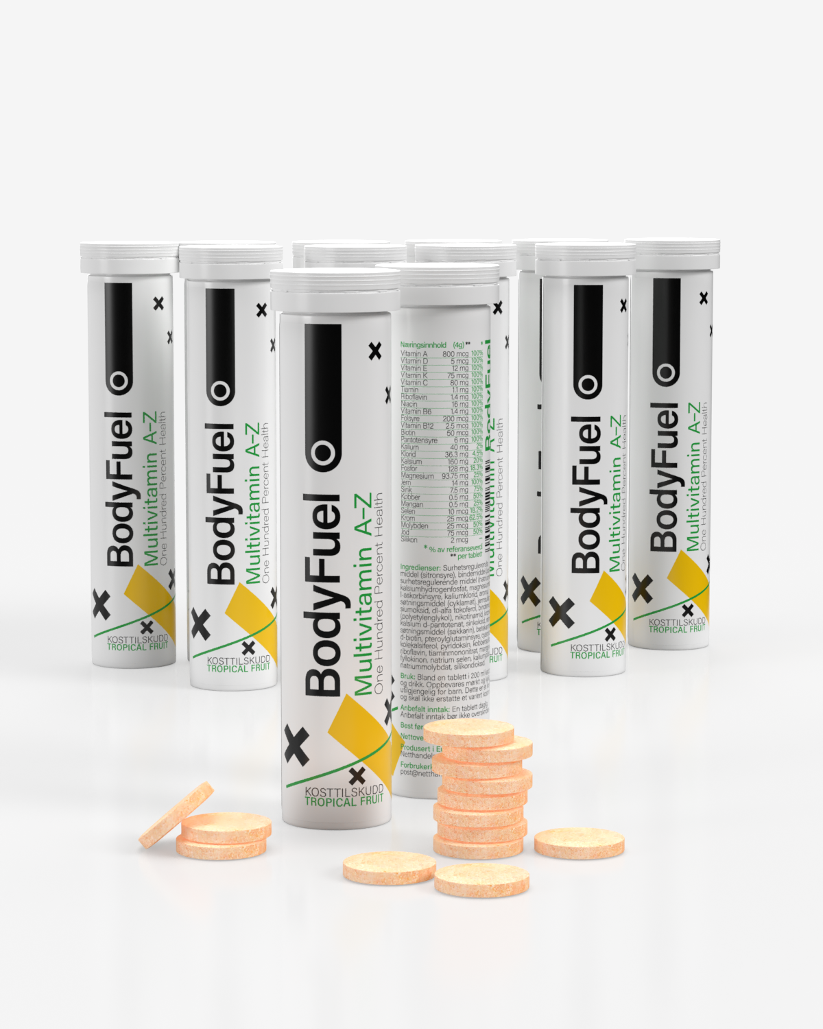 BodyFuel Multivitamin A-Z Brusetabletter - PAKKETILBUD 10 RØR!