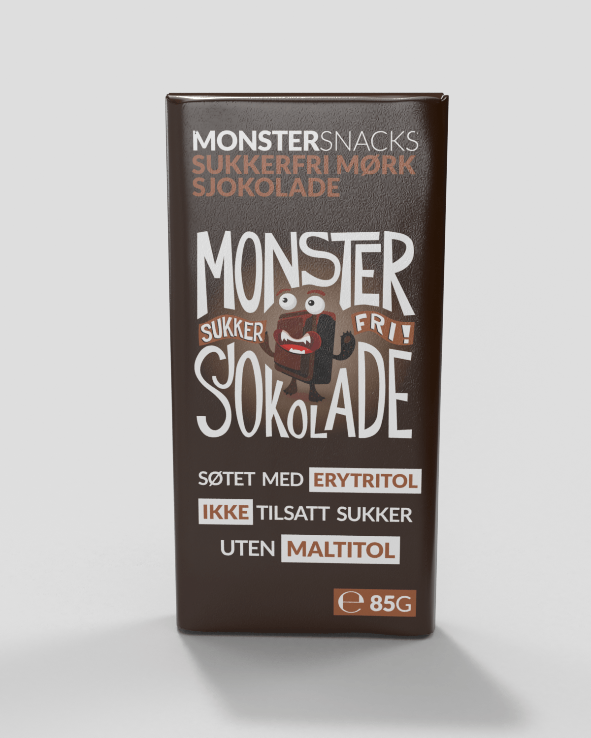 Monster Lavkarbo Belgisk Mørk Sjokolade - UTEN MALTITOL - 85g