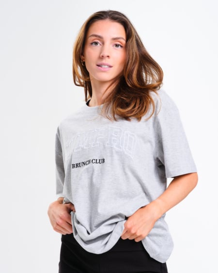 Oversized T-shirt Grey Marl/Brunch Club